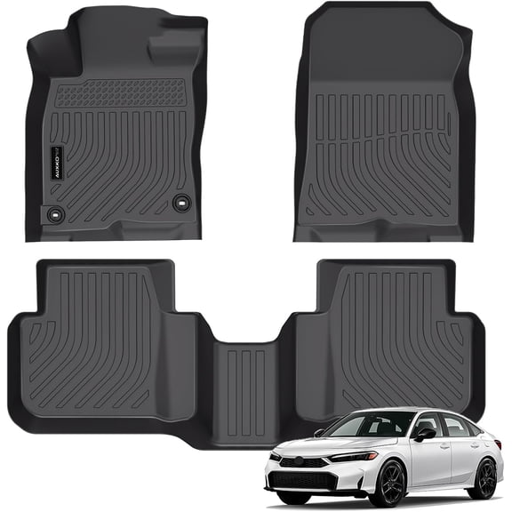 Auxko All Weather Floor Mats Fit for Honda Civic Sedan Hybrid & Civic Hatchback Hybrid 2026 2025 TPE Liners Accessories All Season Guard Odorless Anti-Slip Floor Mats Black