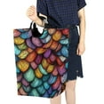 thumbnail image 4 of Yayeee Freestanding Laundry Hamper with Handle Collapsible Large Storage Basket for Clothes, Vibrant Dragon Scales Pattern, 4 of 7