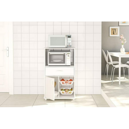 Boahaus White Kitchen Storage Cabinet Fruit Bowl, 1 Drawer & Microwave (Best Microwave Drawer 2019)