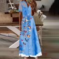 thumbnail image 1 of WILLBEST Robe Chat Femme Mode Col en V Manches Courtes Dentelle Patchwork Boutons Poche Longue Robe en Denim, 1 of 8