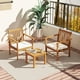 thumbnail image 2 of Costway Juego de Muebles de 3 Piezas de Madera con Sillas Mesa de Centro de Madera de Acacia Cojines Suaves para Porche Patio Balcón Blanco, 2 of 8