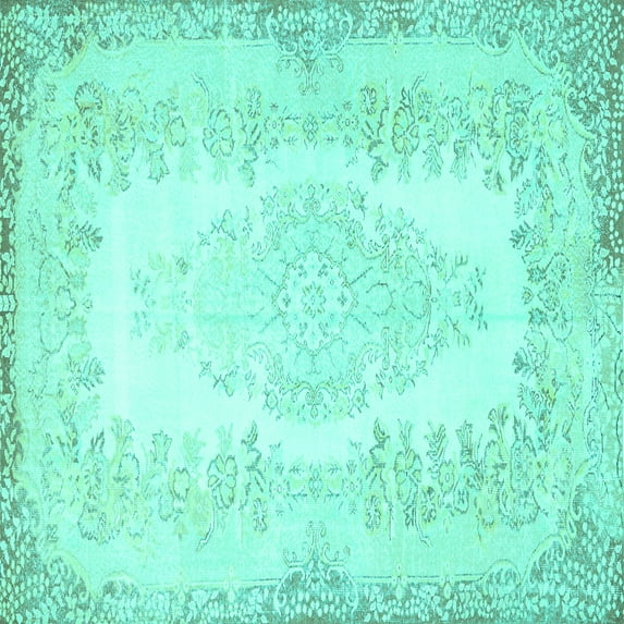 Ahgly Company Indoor Square Persian Turquoise Blue Traditional Area Rugs, 7' Square