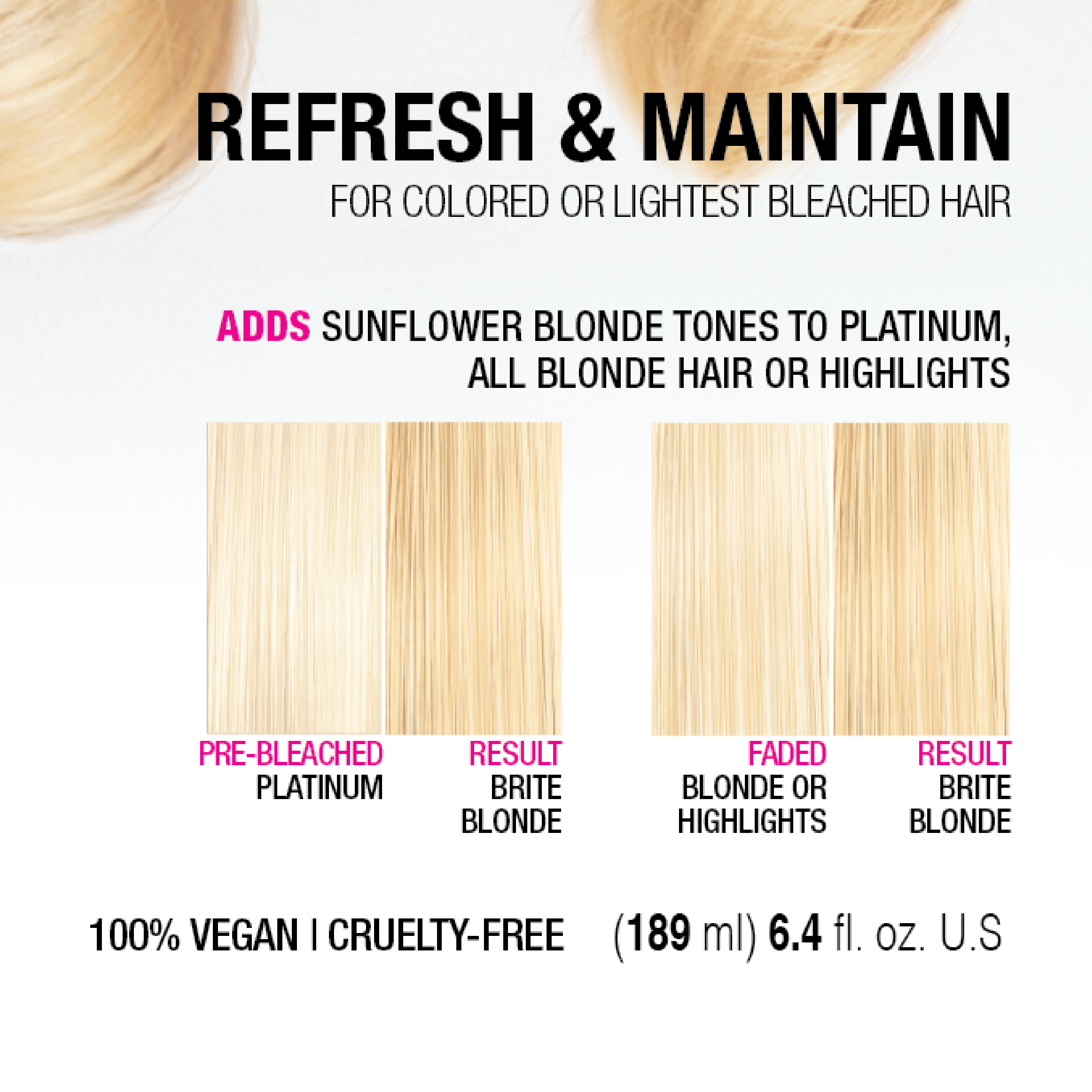 No Fade Fresh Color Depositing Conditioner with BondHeal Bond Rebuilder, Plant-Based, Vegan, Cruelty-Free 6.4 oz - Sunflower Bright Blonde Hair Color Mask