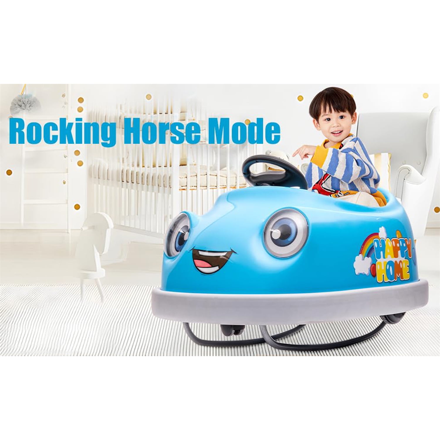 CIPACHO Ride On Bumper Car for Kids, 12V Electric Vehicle Ride on Toys with Remote Control, Colorful Flashing Lights, Battery Powered, with Pushrod Dinner Plate USB, Blue CIPACHO Ride On Bumper Car for Kids, 12V Electric Vehicle Ride on Toys with Remote Control, Colorful Flashing Lights, Battery Powered, with Pushrod Dinner Plate USB, Blue