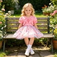 thumbnail image 2 of HXWCHs Toddler Girls Short Sleeve Coat Tops Suspenders Sequin Dress Outfits Size: 18-24 Months Pink, 2 of 9