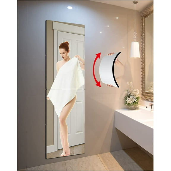 Shatterproof Full Length Mirror,Unbreakable Mirror for Wall,Full Body Mirror for Kids,Extra Thick 1/8",4Pcs 12"x12",Made of Frameless Plexiglass Acrylic Plastic,Wall Mounted for Home Gym,Bathroom,Door