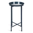 thumbnail image 3 of Kate and Laurel Celia Round Metal Foldable Accent Table with Mirror Tray Top, Navy Blue, 3 of 5