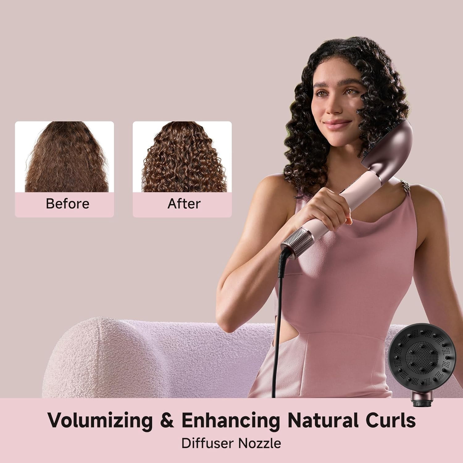 dreame, Hair Styling Tool, Gold, 110,000 RPM motor, 3 attachments