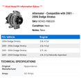 thumbnail image 2 of Alternator - Compatible with 2001 - 2006 Dodge Stratus 2002 2003 2004 2005, 2 of 2