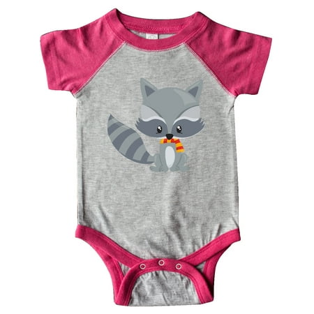 

Inktastic Cute Raccoon Wearing A Striped Scarf Gray Raccoon Gift Baby Boy or Baby Girl Bodysuit