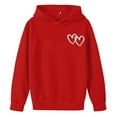 thumbnail image 4 of Girls Double Heart Print Hoodies Long Sleeve Hooded With Pocket Sweatshirts Kids Red 8 Y-9 Y, 4 of 4