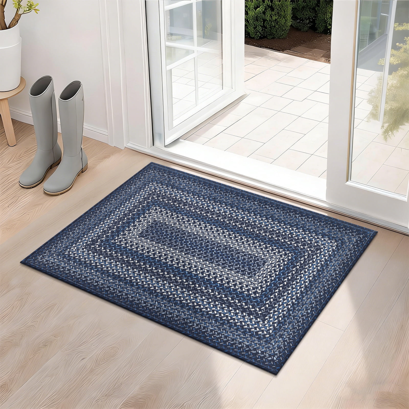 Enyhom Front Door Mat 24" x 36" Heavy Duty Durable Welcome Mat for Outdoor Indoor, Dirt Trapper Doormat ,Blue