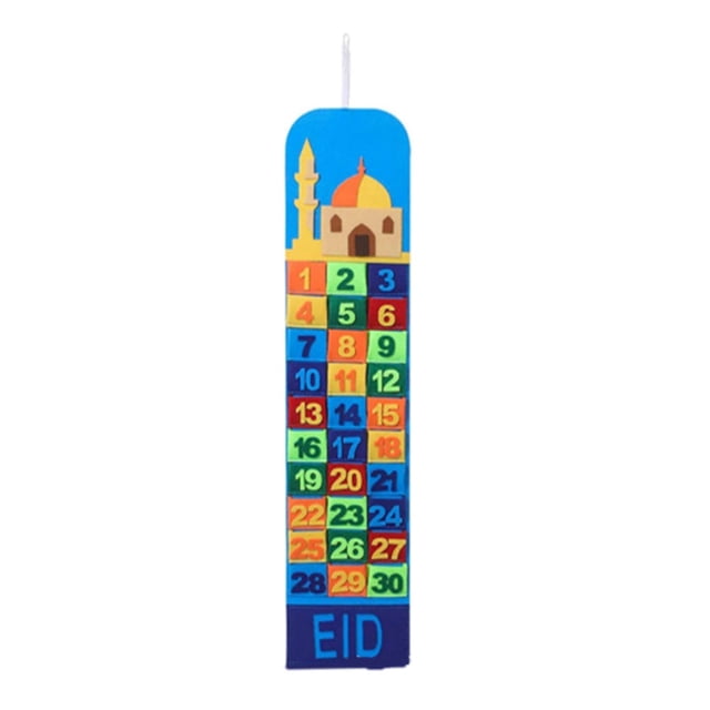 Cateissary Fieltro Eid Mubarak Cuenta Regresiva Juguete Decorativo Y Ecológico Fieltro Cuenta Regresiva Calendario Ramadán cartulina
