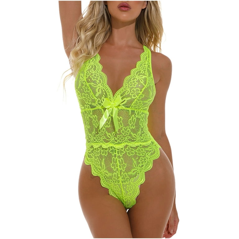  Women One Piece Lingerie Lace Bodysuit Deep V Teddy Mini  Babydoll, Lingerie Sexy Sets for Womens: Clothing, Shoes & Jewelry