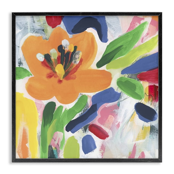Stupell Industries Blossoms in Rich Hues Floral Painting Black Framed Art Print Wall Art, 12 x 12