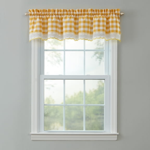 BrylaneHome Buffalo Check Rod-Pocket Valance