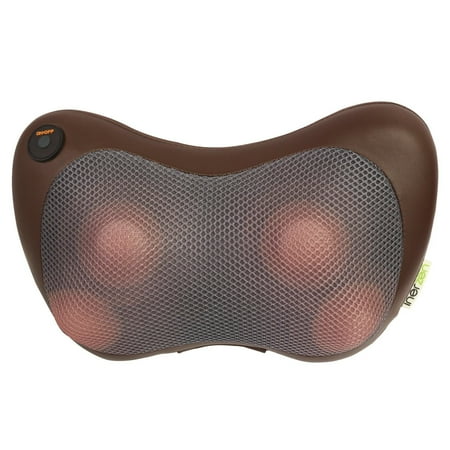 Inerzen Shiatsu Neck and Body Kneading Massage Pillow with Heat - Portable, Lightweight