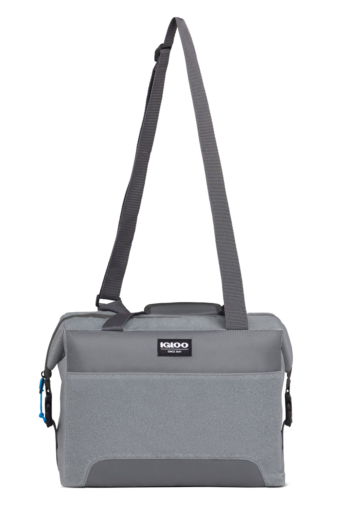 Igloo 24 Can Capacity Snapdown Soft Sided Cooler, Gray Twill with Ibiza Blue