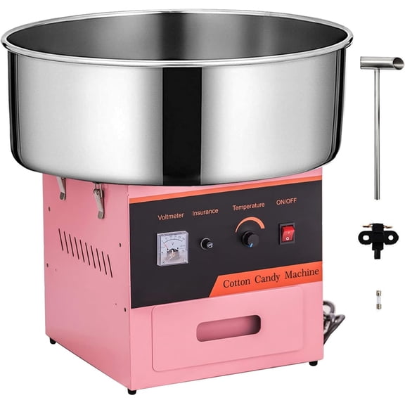 110V Commercial Cotton Candy Machine Electric Cotton Candy Floss Maker with Sugar Scoop Perfect for Home, Kids Birthday, Carnival, Family Party, Pink