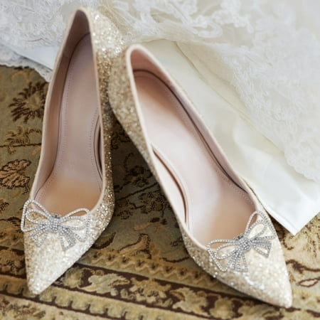 HEMOTON Shoe Flower Jewelry Decorative Decoration Shoes Man Bride Silver