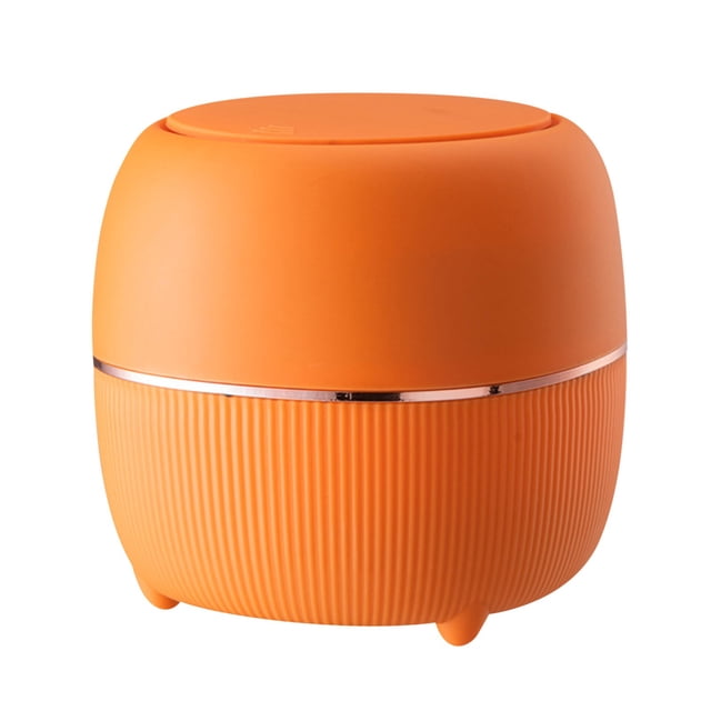 EGNMCR Trash Can Kitchen Trash Can Desktop Bin With Lid Round Press Type With Removable Inner Plastic Small Trash Can For Bathroom Vanity Table Waste Desktop Bin