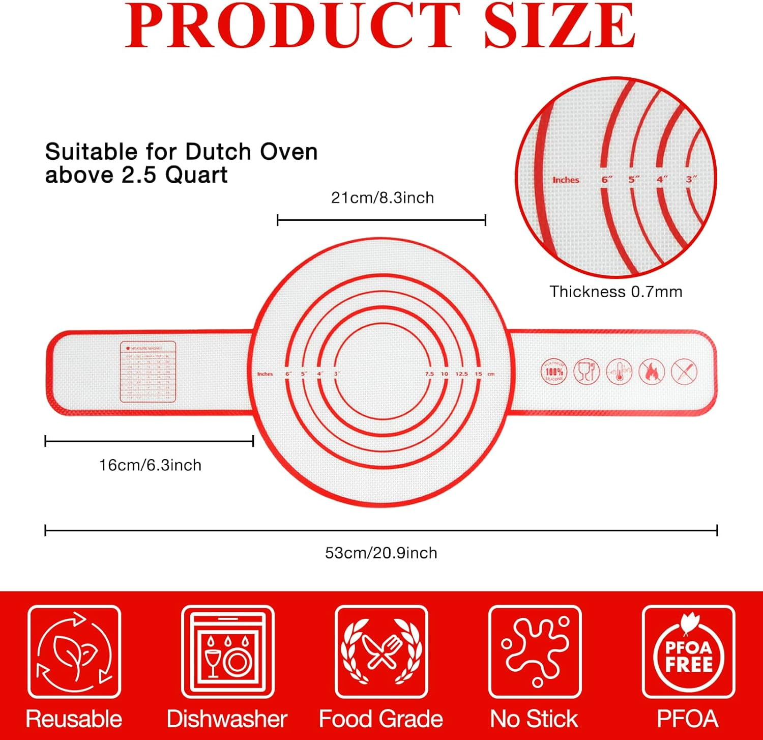 Silicone Bread Sling for Dutch Oven Baking Mat With Extra Long Handles Sourdough Supplies Non-Stick Reusable Heat Resistant Food Grade Cooking Sheets Liners 2 PCS