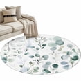thumbnail image 2 of Round Area Rug 3ft, Watercolor Eucalyptus Leaf Non-Shedding Washable Area Rug, Rustic Sage Green Plant Non Slip Low-Profile Circle Rugs for Living Room, Bedroom Dining Room, 2 of 9