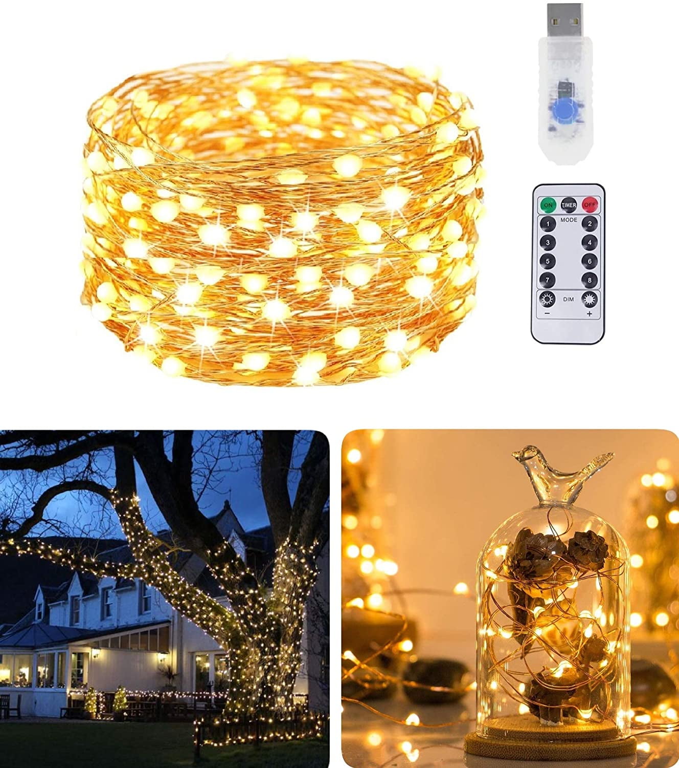 LED String Lights, 8 Modes USB String Lights Plug in Fairy Lights, 32