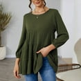 thumbnail image 2 of Timegard Womens Tops Oversized Round Neck Tunic Tops Fall Casual Loose Long Sleeve Blouse Mid Long, 2 of 4