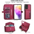 thumbnail image 6 of Decase 2-in-1 Detachable Magnetic Wallet Case Compatible with Samsung Galaxy A15, Shockproof PU Leather Flip Cover with Card Slots,Cash Pocket,Zipper Purse,Crossbody Strap,RFID Blocking,Red, 6 of 8
