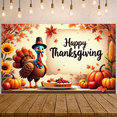 thumbnail image 2 of Festive Turkey Theme Autumn Leaves Happy Thanksgiving Banner for Holiday Celebration Family Gathering Fall Decoration, 2 of 9