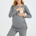 thumbnail image 3 of DDAPJ pyju Womens Maternity Nursing Pajamas Set Long Sleeve Breastfeeding T Shirts and Pants 2 Piece Pregnancy Lounge Sets Labor Delivery Hospital Pjs Gray L, 3 of 6