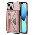 thumbnail image 4 of Feishell Fit for iPhone 14 (6.1 inch) Case with Adjustable Shoulder Strap,Luxury Premium PU Leather Back Magnetic Buckle Flip Card Pocket Zipper Wallet Crossbody Phone Case,Pink, 4 of 14