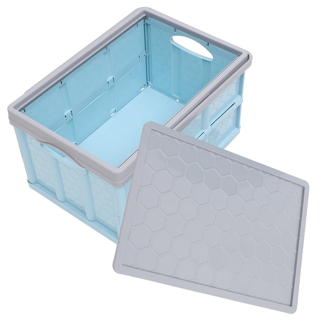 OULII 1Set Blue Plastic Crates for Storage Stackable for Home Users Car Owners 16.51x11.40x9.43in