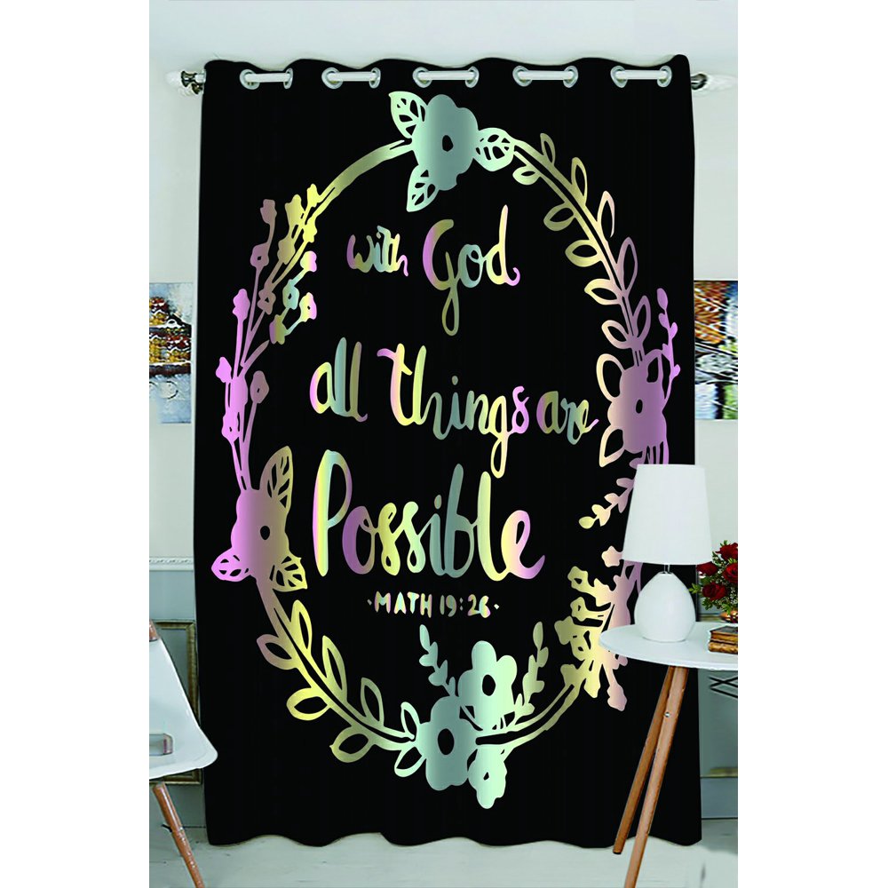 PHFZK Quote Window Curtain, Bible Verse Window Curtain Blackout Curtain