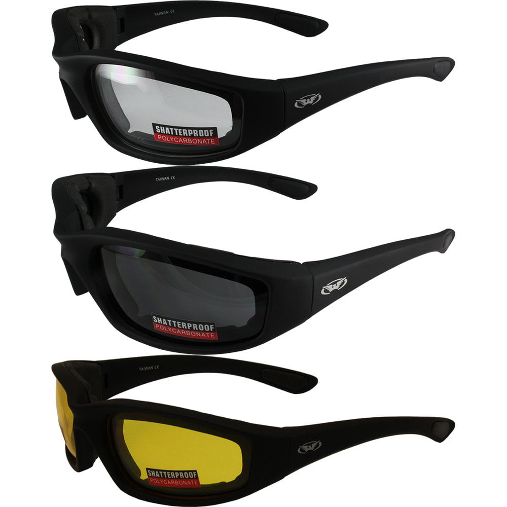 Black Frame/Smoke Lens Global Vision Kickback Motorcycle Glasses 