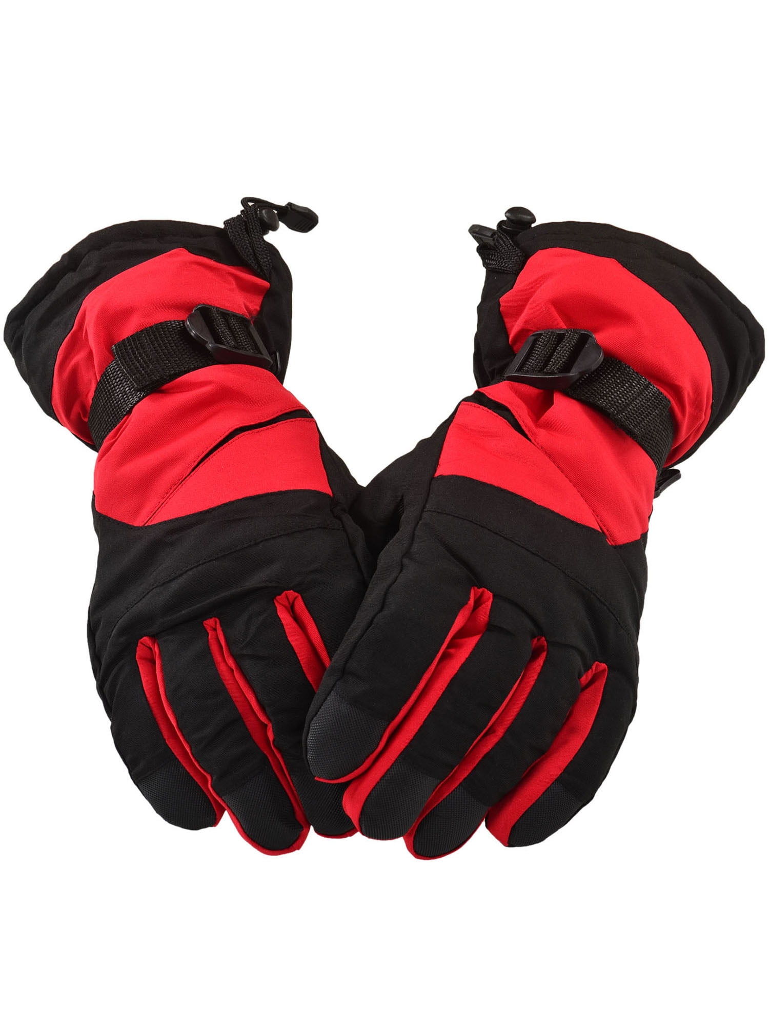 ThunderCloud Winter Thermal Insulated Adjustable Snowboard Ski Gloves,Red Black by