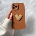 thumbnail image 3 of Cute Heart Phone Case for iPhone 12 Pro Max 6.7 inch 2020 Released, Upgrade Slim Dustproof Protective Cover Aesthetic Design for Women Girls, Brown, 3 of 16