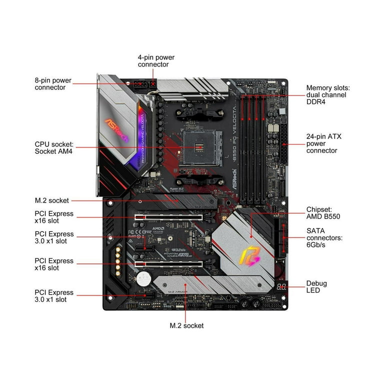 ASRock Phantom Gaming B550 PG VELOCITA Ryzen AM4 AMD B550 ASRock Phantom Gaming B550 PG VELOCITA Ryzen AM4 AMD B550