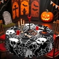 thumbnail image 3 of Halloween Gothic Skull Tablecloth 60 Inches, Horror Skeleton Table Cover Decorative Dining, Scary Round Halloween Tablecover Picnic Party Decoration, 3 of 7