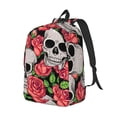 thumbnail image 2 of Balery Skull and Roses Vintage Canvas Backpack for Men and Women - Large Capacity, Durable Travel Laptop Bag for School, Work, Hiking, and Outdoor Activities, 2 of 7