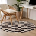 Cowhide Patchwork 3FT Round Area Rugs Western Ethnic Abstract Black ...