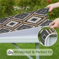 thumbnail image 6 of Brown Geometric Triangle Diamond Pattern Square Fitted Tablecloth with Elastic Edge,Square Table Cover,Washable Elastic Table Cover for Home Kitchen Party Decor 34"x34", 6 of 6