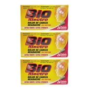 Bio Electro. Extra Strength Headache and Migraine Reliever. Cold, Arthritis, Menstrual Cramps and Muscle Pain Relief. 24 Tabs. Pack of 3