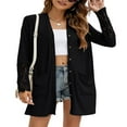 thumbnail image 1 of Women Knit Cardigan with Lace Flower Patchwork Sleeve Single Breasted Outwears, 1 of 6