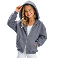 thumbnail image 6 of Ruyang Girls Oversized Hoodie Sweatshirt Double Zipper Long Sleeve Sweatshirt Jacket Kids Wind Resistant Coats 4-12 Years, 6 of 9