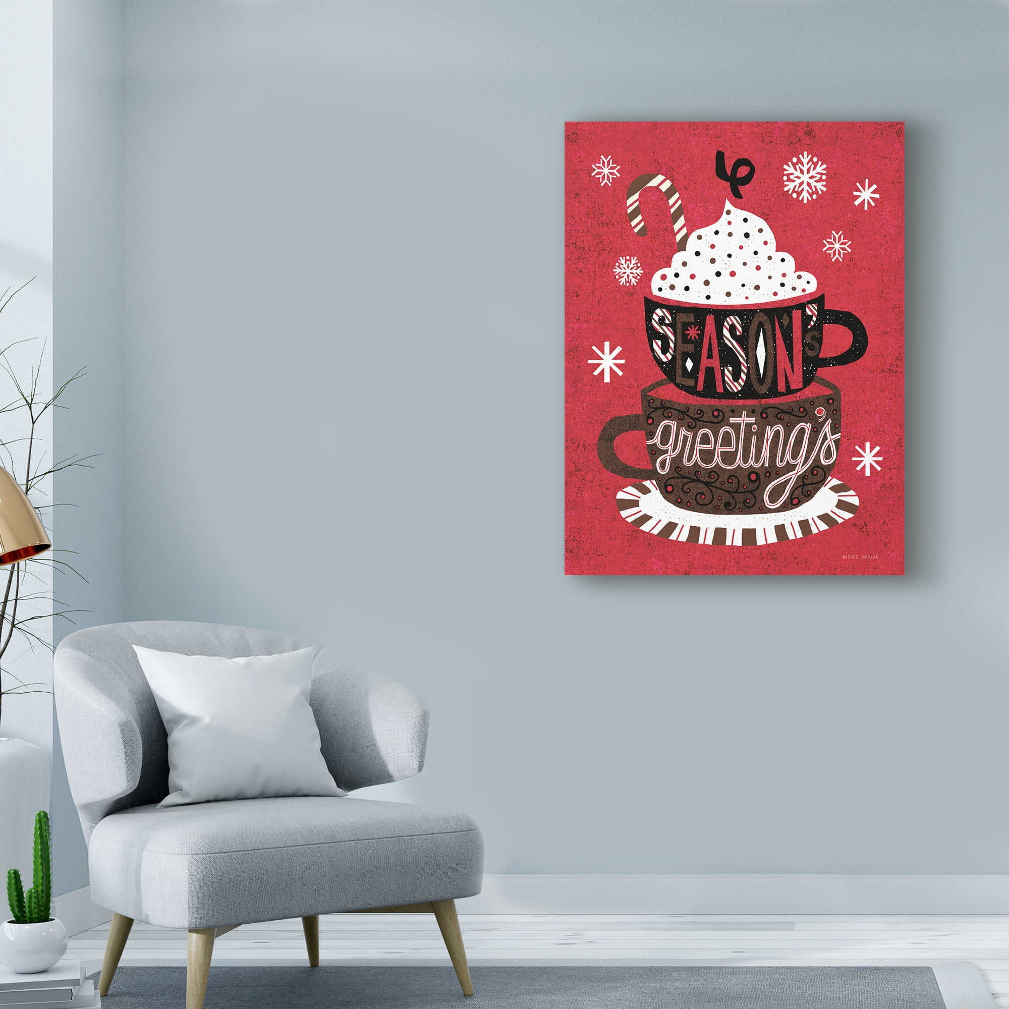 Trademark Fine Art 'Festive Holiday Cocoa Seasons Greetings' Canvas Art by Michael Mullan