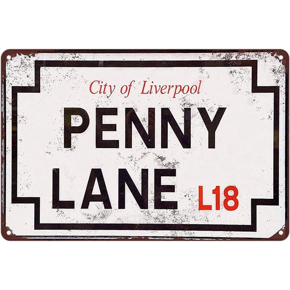 Vintage Penny Lane Street Sign Reproduction Metal Tin Wall Decor Poster, 8 x 12 Inches