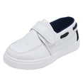 thumbnail image 2 of Purcolt Boys and Girls PU Leather Loafers Lightweight Casual Round Toe Non-Slip Boat Shoes Comfortable Slip On Single Strap Hook and Loop Outdoor Athletic Sneakers, 2 of 9