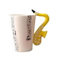 thumbnail image 2 of Ceramic Cup Coffee Mug Instrument Mug Creative Gift Musical Instrument Handle Cup Yellow Saxophone Stave, 2 of 9